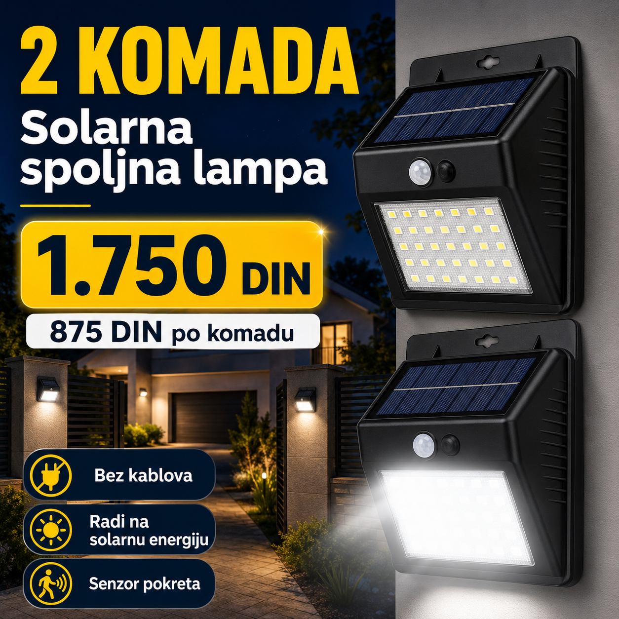 Solarna spoljna lampa - bez žica i struje