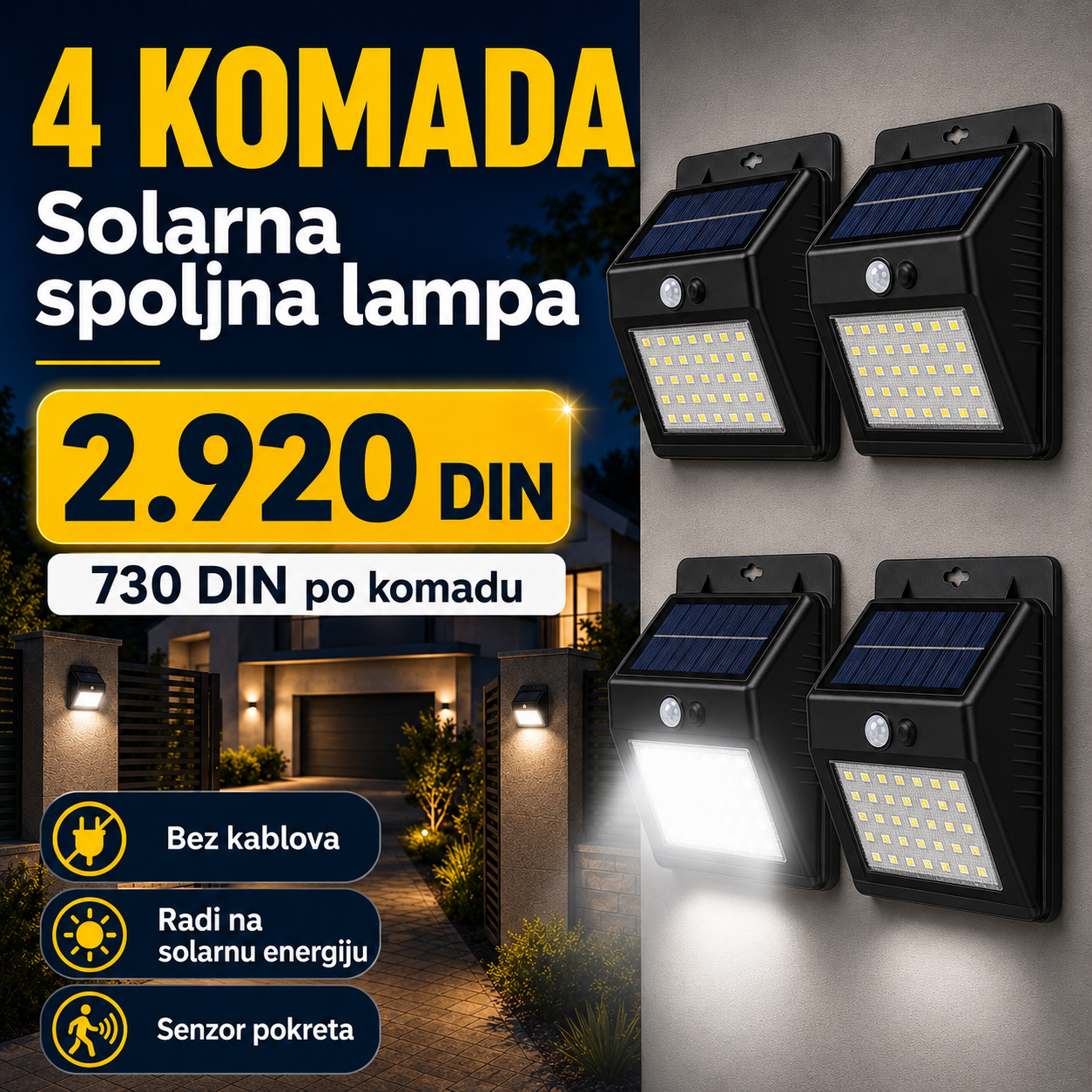 Solarna spoljna lampa - bez žica i struje