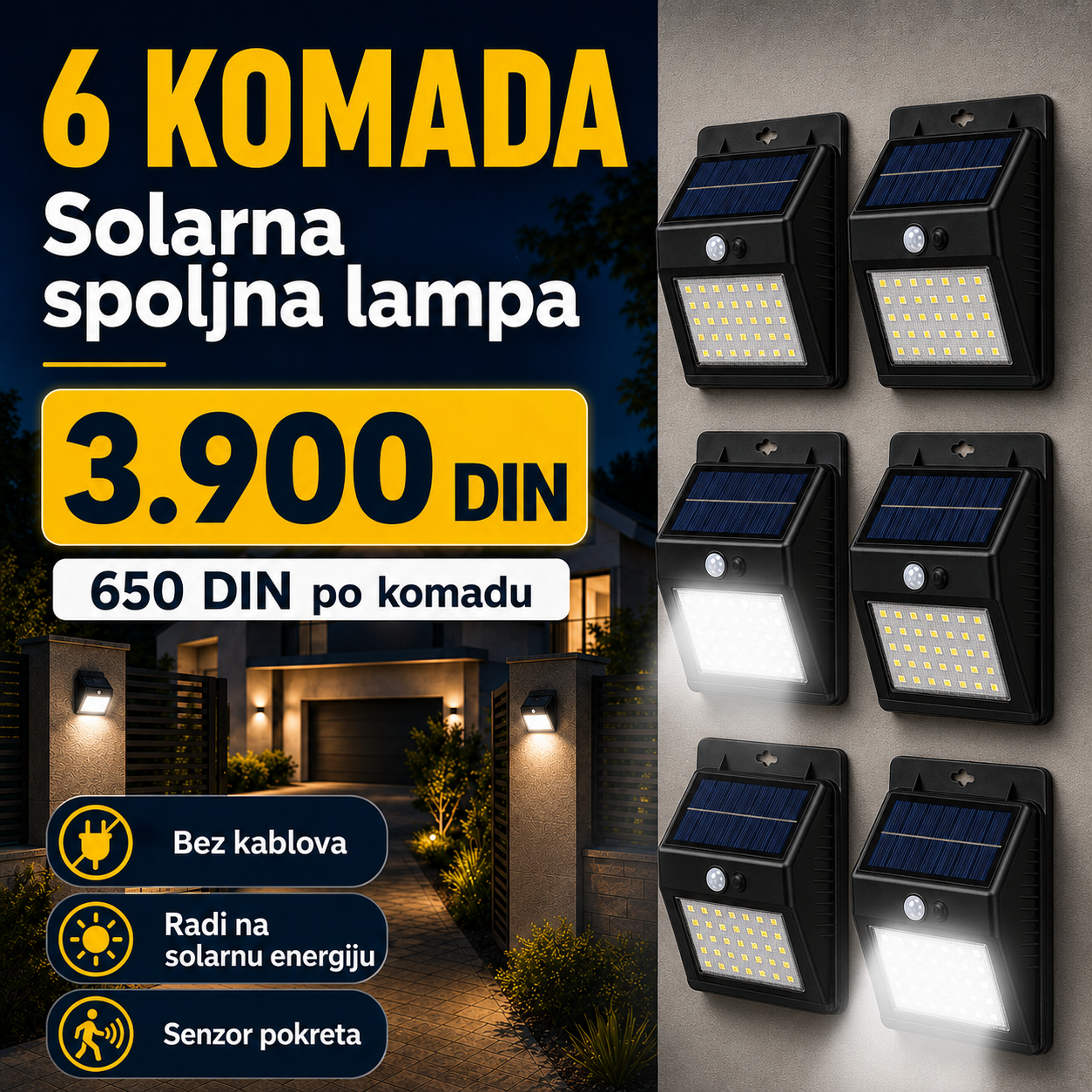 Solarna spoljna lampa - bez žica i struje
